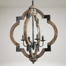 Cheryl Distressed Weathered Birch Wood with Aged Iron Chandelier 