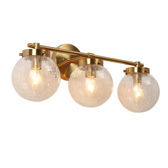 Lacquered Brass Vanity Light with Cracked Glass Globes 