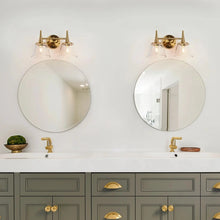 Lacquered Brass Vanity Light with Clear Water Pattern Globe 131.99