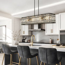 Chispa 4-Light 35" Modern Black Rectangle Kitchen Island Light