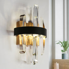 Combrocollia 1-Light Glam Black and Brass Crystal LED Wall Sconce