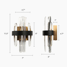 Combrocollia 1-Light Glam Black and Brass Crystal LED Wall Sconce