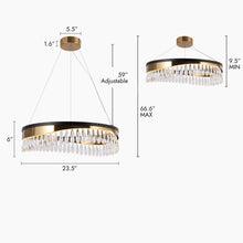 Delphinium 1-Light Glam Black and Gold Drum Crystal LED Chandelier