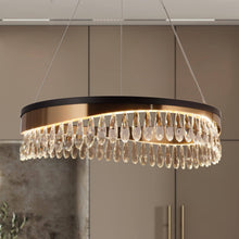 Delphinium 1-Light Glam Black and Gold Drum Crystal LED Chandelier