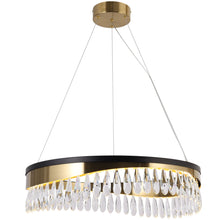 Delphinium 1-Light Glam Black and Gold Drum Crystal LED Chandelier