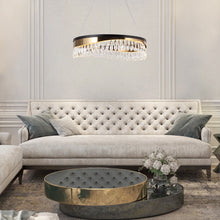 Delphinium 1-Light Glam Black and Gold Drum Crystal LED Chandelier