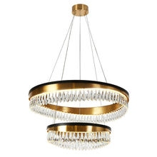 Delphinium 1-Light 31.5" Glam Brass Tiered Crystal LED Chandeliers