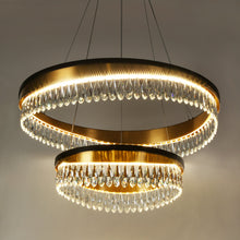 Delphinium 1-Light 31.5" Glam Brass Tiered Crystal LED Chandeliers