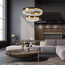 Delphinium 1-Light 31.5" Glam Brass Tiered Crystal LED Chandeliers