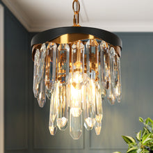 Zephyrine 1-Light 8.5" Glam Black and Gold Crystal Pendant Light