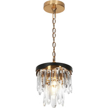 Zephyrine 1-Light 8.5" Glam Black and Gold Crystal Pendant Light