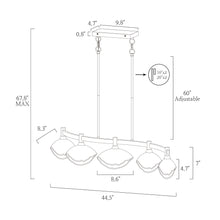 Evangeline 5-Light 44.5" Modern Brass Linear Kitchen Island Light