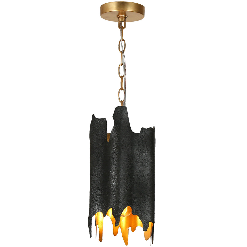 lnc dracaena 4 light Dracaena 1-Light 7" Modern Black and Gold Pendant Light