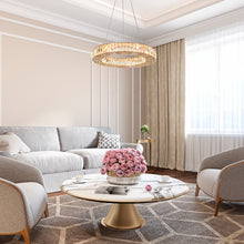 Brusmogan 1-Light 22" Glam Gold Drum Crystal LED Chandelier