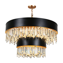Phesonlaxy 15-Light 31.5" Glam Tiered Black and Brass Chandelier