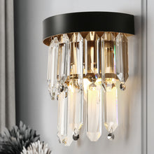 Phesonlaxy 1-Light Glam Black and Brass Crystal Wall Sconce