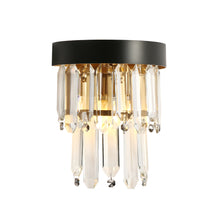 Phesonlaxy 1-Light Glam Black and Brass Crystal Wall Sconce