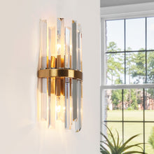 Tadonipkeseismo 2-Light Glam Brass Crystal Wall Sconce