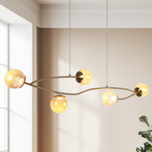 Cenlindes 5-Light 44" Modern Brass LED Kitchen Island Light
