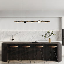 Ptolomaeus 5-Light 54" Modern Black&Brass LED Kitchen Island Light