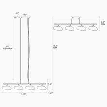 Ranunculus 4-Light 44.5" Modern Brass Linear Kitchen Island Light
