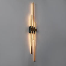 Huia 3-Light Modern Black and Brass Tube LED Wall Sconce