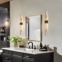 Huia 3-Light Modern Black and Brass Tube LED Wall Sconce