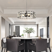 Ethel 6-Light 23" Modern Black Drum Crystal Chandelier