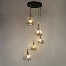 Afmean 5-Light 17" Modern Black and Brass Cluster Chandelier