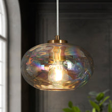 Chrysaorican 1-Light Modern Iridescent Globe-Glass Pendant Light
