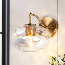 Chrysaorican 1-Light Iridescent Globe-Glass Brass Wall Sconce
