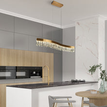 Sibyl 1-Light 36" Glam Linear Crystal LED Kitchen Island Light