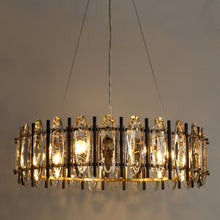 Noctiflorous 6-Light 25" Glam Black and Brass Drum Chandelier