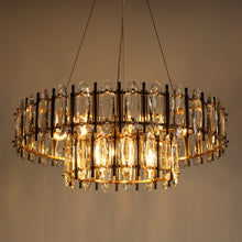 Noctiflorous 10-Light 32" Glam Brass Tiered Crystal Chandelier