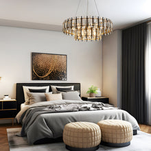 Noctiflorous 10-Light 32" Glam Brass Tiered Crystal Chandelier