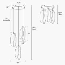 Cleistocactus 3-Light Glam Gold Frosted-Glass Loops LED Chandelier