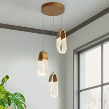 Cleistocactus 3-Light Glam Gold Frosted-Glass Loops LED Chandelier