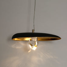 Posipatry 1-Light 15" Modern Black & Gold Crystal LED Pendant Light
