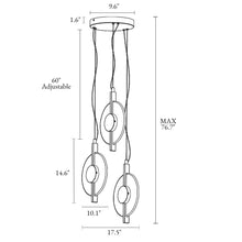 Philodendron 3-Light 17.5" Modern Black Cluster LED Chandelier