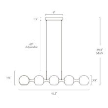 Hosodani 5-Light 41" Modern Black Linear LED Kitchen Island Light