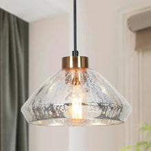 Lacquered Brass Pendant Lighting with Glass Shade 