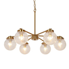 Lacquered Brass Hanging Light with Cracked Glass Globes 
