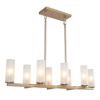 Lilith Satin Gold Frosted Glass 8-Light Linear Chandelier 32.5'' 