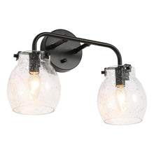 Lewis Matte Black Vanity Light with Seeded Glass Globe 
