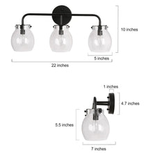 Matte Black Vanity Lights with Clear Glass Globe 153.99