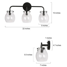 Matte Black Vanity Lights with Clear Glass Globe 153.99