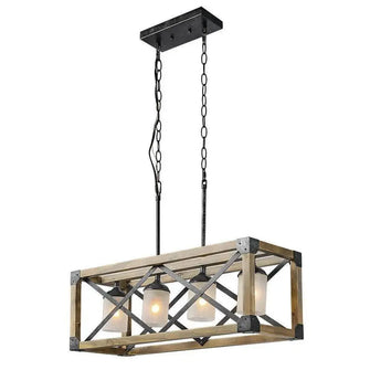 Caitlin Natural Rubber Wood Rectangle Chandelier 