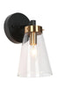 Matte Black & Lacquered Brass Wall Sconce 