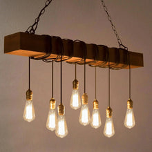 Ethan Antique Pine Wood Linear Chandelier 