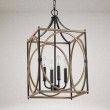 Kian Pine Wood Texture Iron Rustic Chandelier 